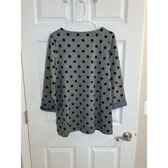 Talbots polkadot gray and black sweater size small cuff sleeve fall - Picture 1 of 4